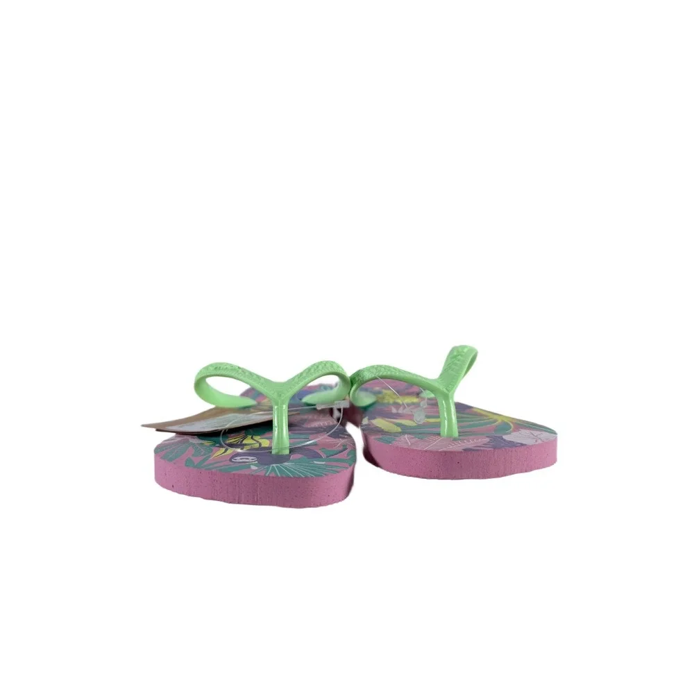 Havaianas Pink Lemonade Flip‎ Flops Sandals Girls Size 2Y Sloth Leopard Jungle